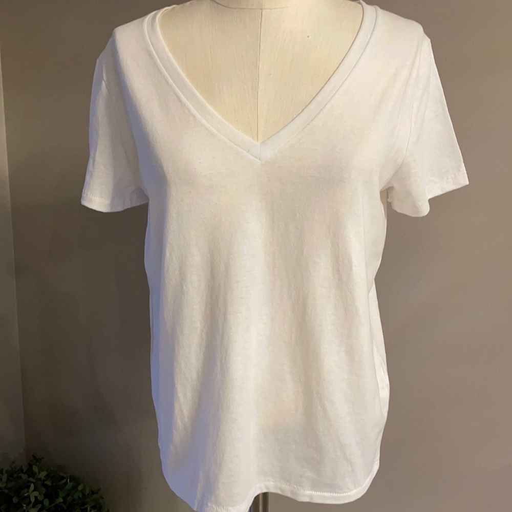 BP NORDSTROM relaxed fit V T-shirt modern short sleeve SOLID WHITE small only